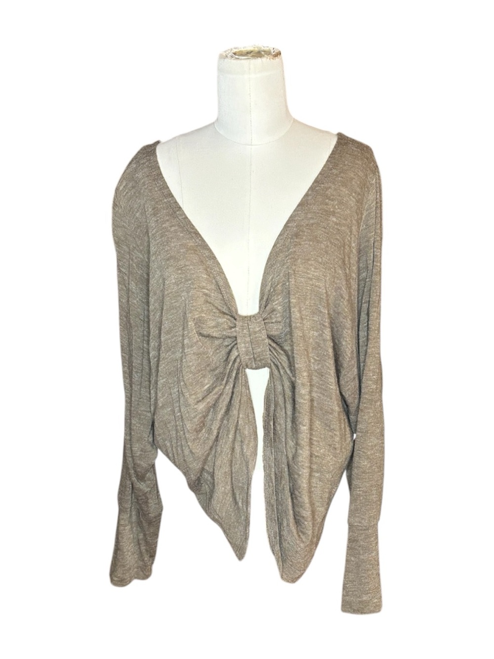 Ya Los Angeles Light Brown Tie Front Cardigan Sweater